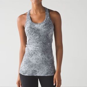 Lululemon Cool Racerback II Luon Spray Jacquard Black & White Tank Top Size 6